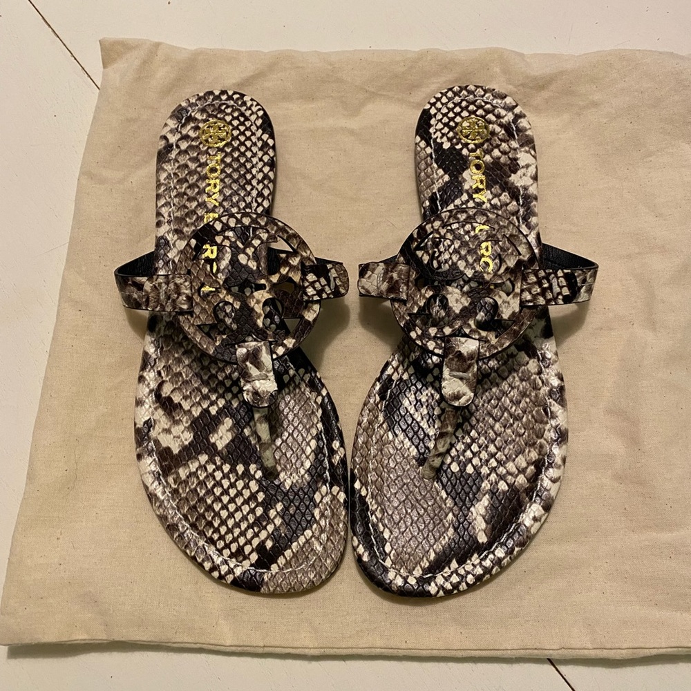 Tory Burch Snake print miller sandals, authentic, size 8M New with box!